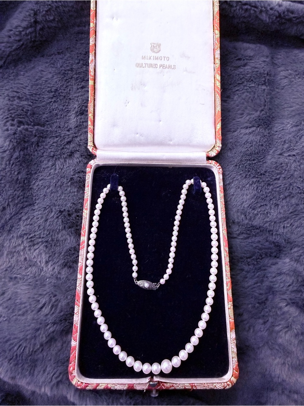 Mikimoto White Cultured Pearl Necklace with Decorative Clasp